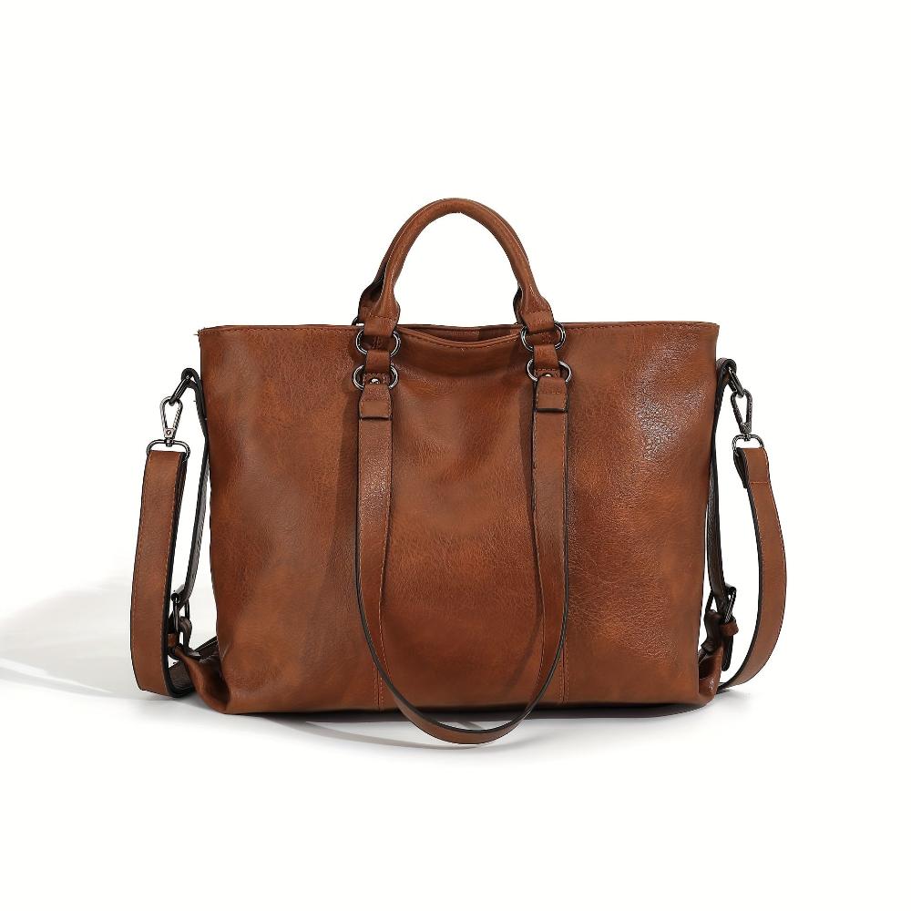 Charlotte Classic Vintage Work Tote shown in full-grain leather