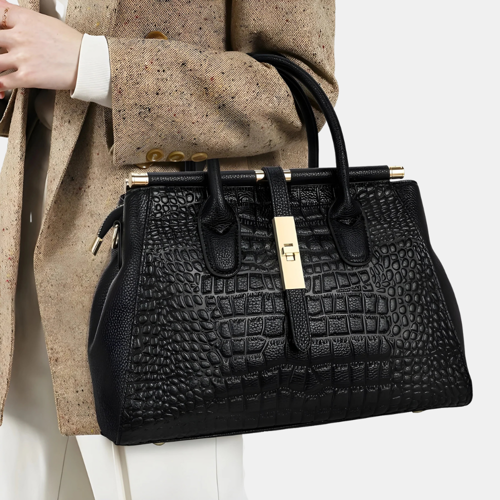 Evelina Croc-Embossed Handbag - view 2