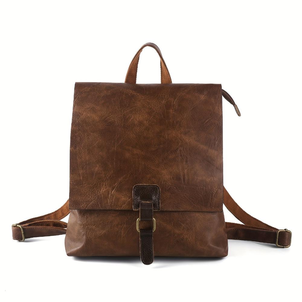 Harper Multifunctional Retro Backpack shown in full-grain leather